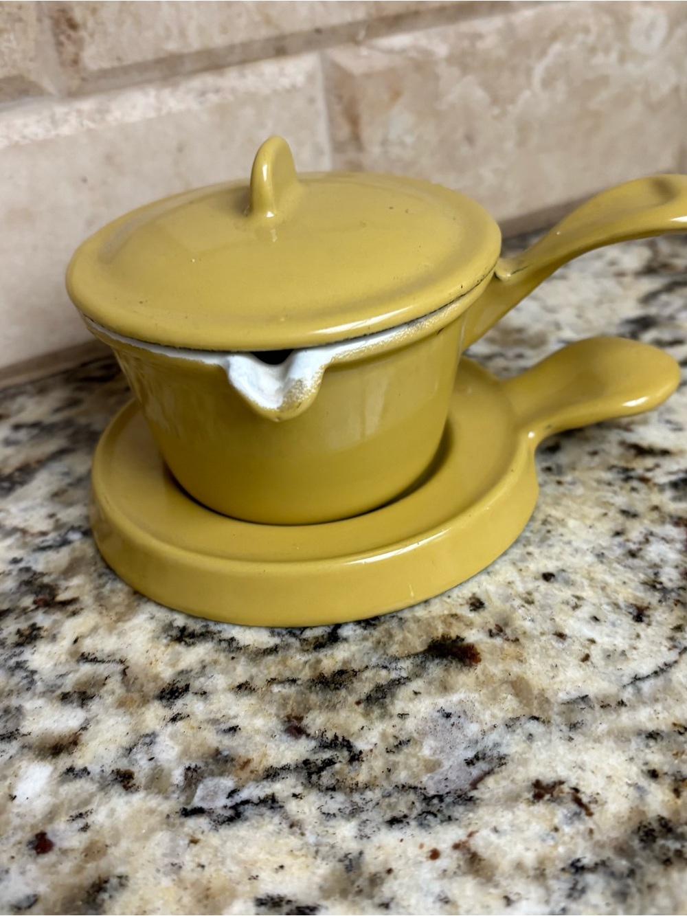 Yellow Ceramic Butter Warmer with Lid